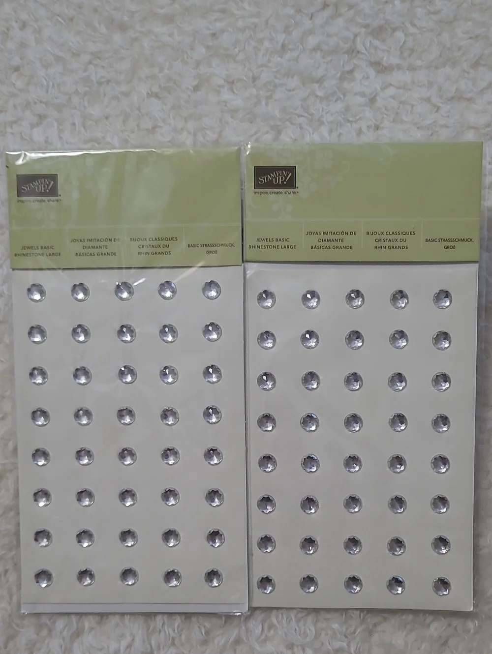 NEW Stampin'Up! Jewels Basic Rhinestone Large 2 Pks @40=80 Pcs Embellishment 8mm
